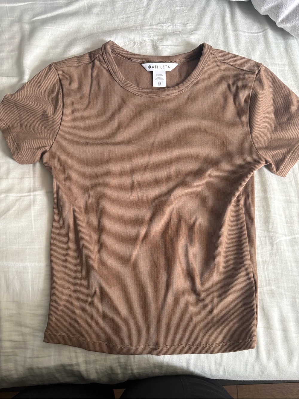 Athleta Ribbed Short Sleeve Top - Brown XS